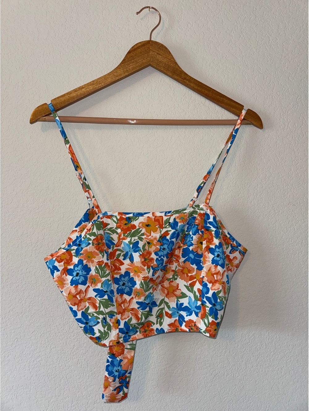 Large SHEIN Floral Cropped Tank Top Tie Back